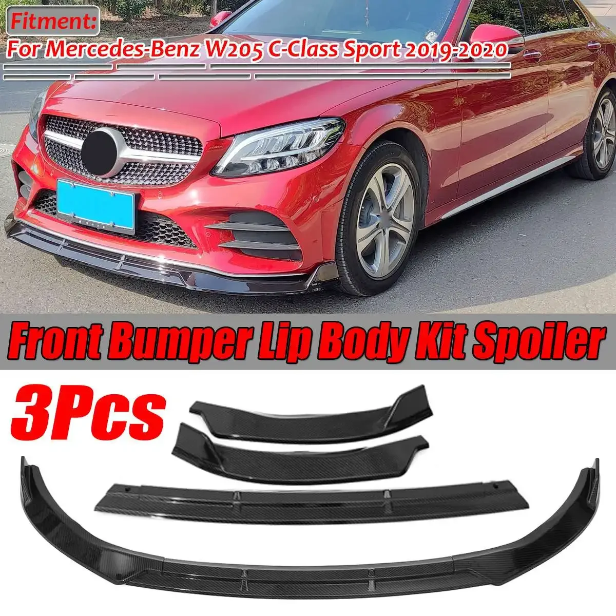 

New Car Front Bumper Splitter Lip Diffuser Cover Trim Deflector Lips For Mercedes For Benz W205 C-Class Sport 2019-2020 Body Kit