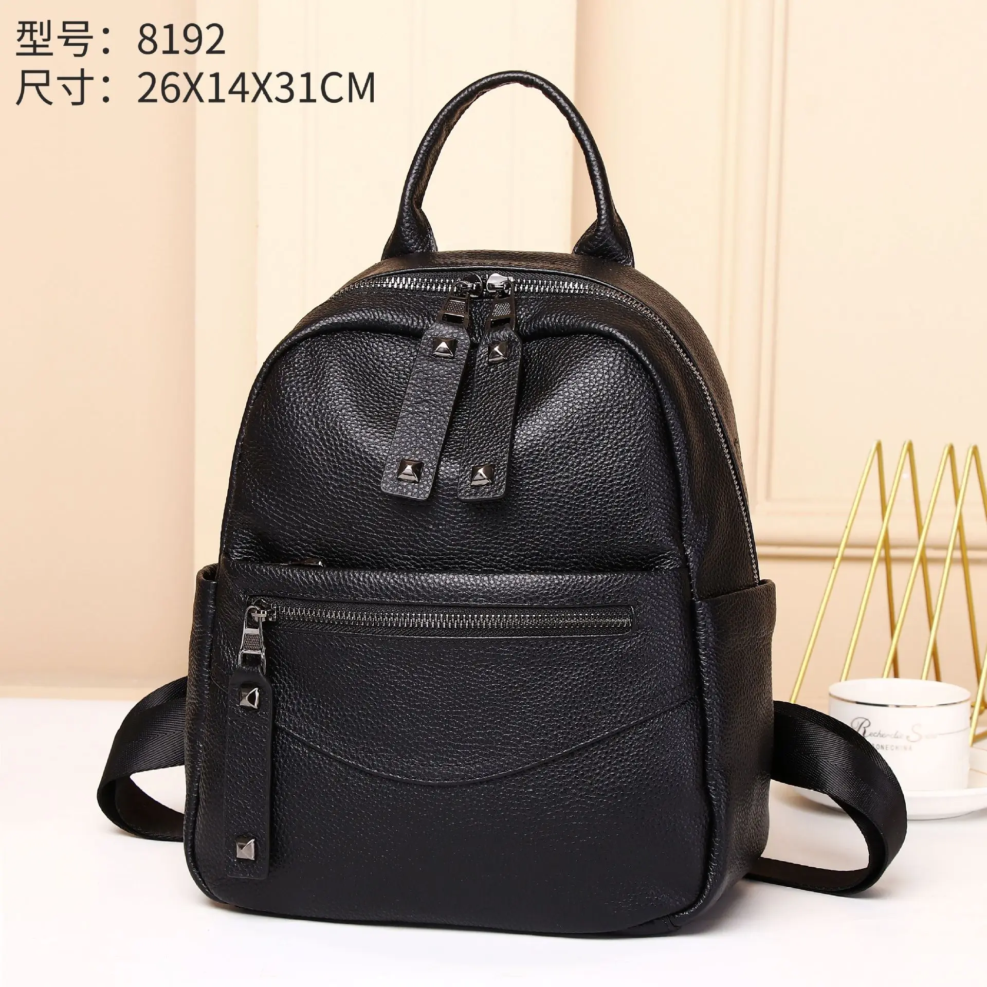 Leather Backpack With High-End Feel, Niche Commuting Soft leather Handbag, New Casual Versatile Women's Small Backpack 5