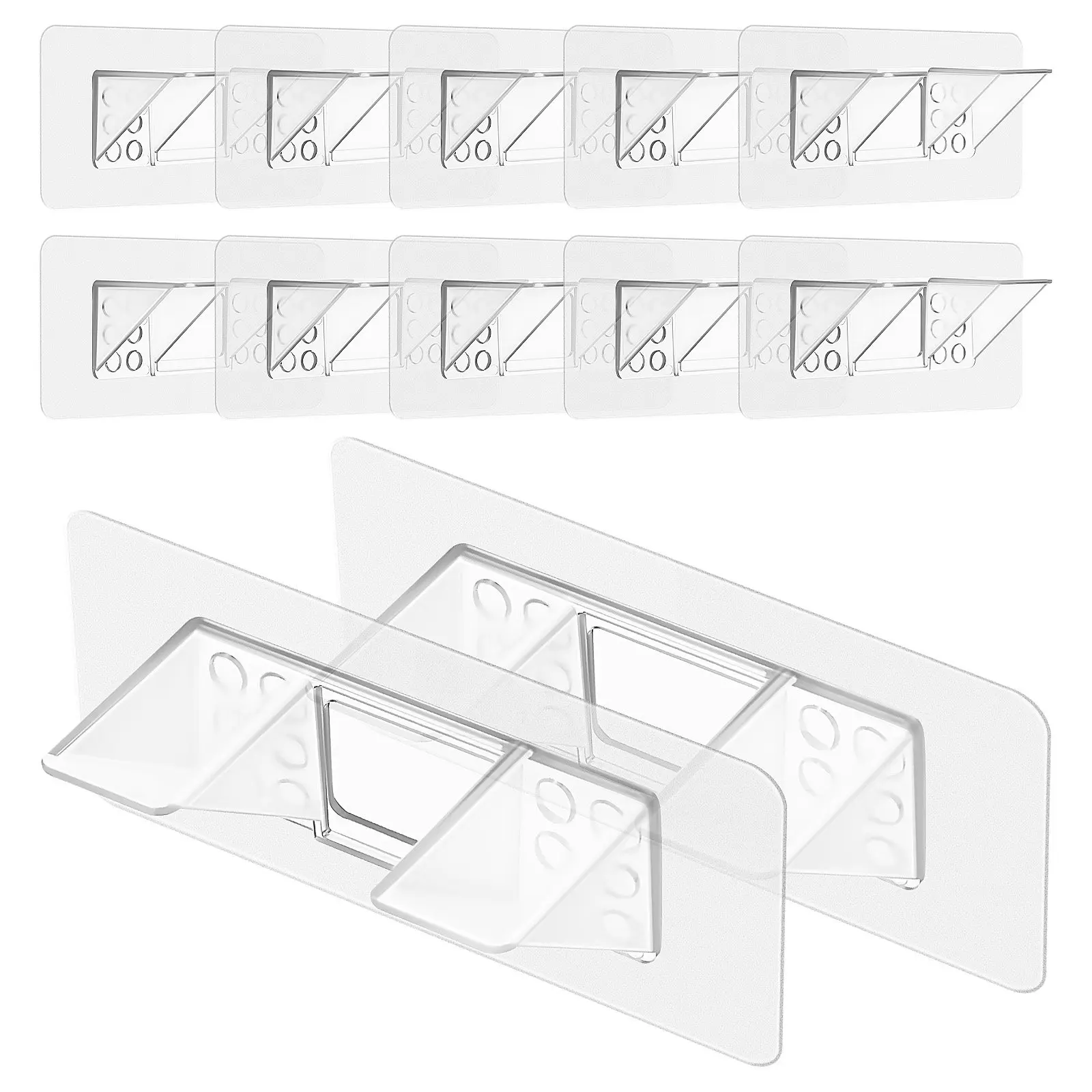 12개 플라스틱 선반 페그 투명 고하중 무타공 선반 지지대 주방 캐비닛 유리 목..