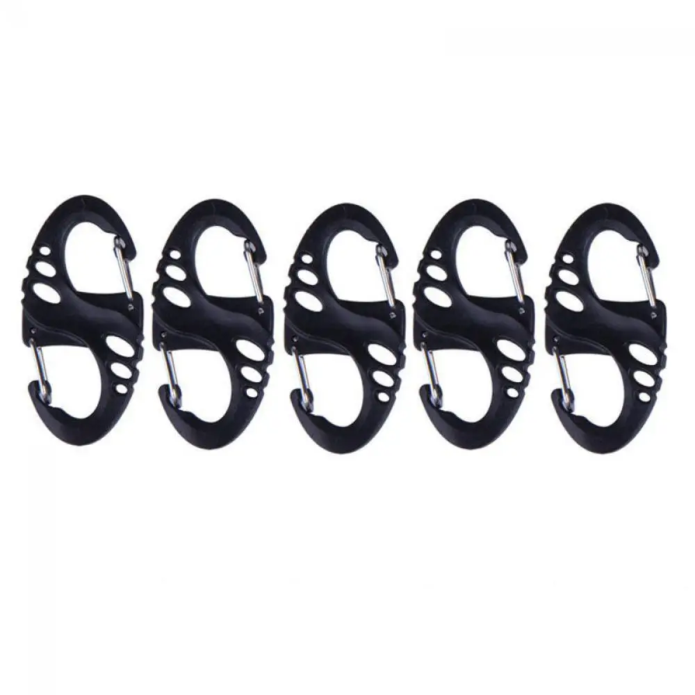 

5PCS/10PCS Sport Outdoor Plastic Steel Dual Buckle S-Type Carabiner Keychain Climbing Hook