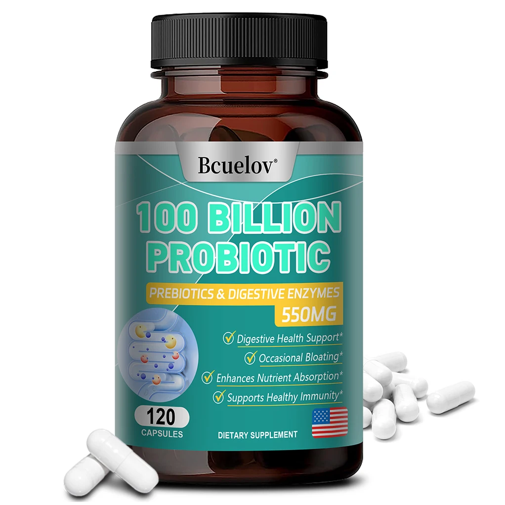 Probiotics 100 Billion + Probiotic Blend-550mg Per Serving-Gut Health, Digestion, Bloating, Heart, Immune Support Supplement