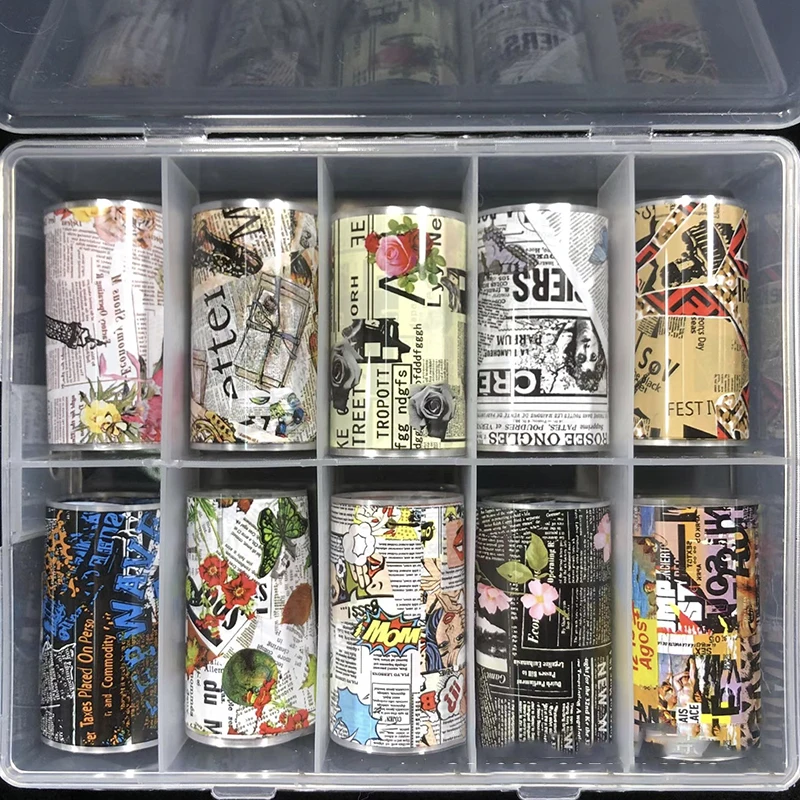 10 rolls Girl Cartoon Print Animal Nail Foils Stickers Decal Sliders Transfer Foil Wrap Leopard Nail Art Sticker 6