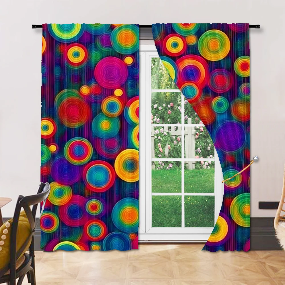 2Pcs Boho Chic Geometric Window Curtain Rod Pocket Polyester Material Drapes For Bedroom And Various Rooms Contemporary Style 6