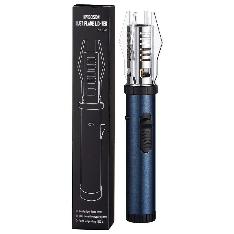 Butane Gas Lighter 360&deg; Use Metal Outdoor BBQ Torch Gas Lighters for Kitchen Candle Use Windproof Lighter Welding Cigar Tool bbq lighter butane gas lighter cigarette lighter