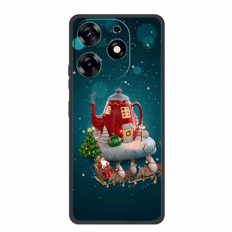 Festive Merry Christmas Black Silicone Soft Back Cover Case