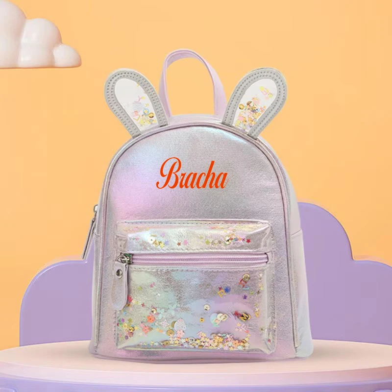 Personalized Name Big Tail Cat Cartoon Rabbit Ears Backpack Fashion Leisure Cute Princess Girls' Bag Vital Girls' School Bag 1