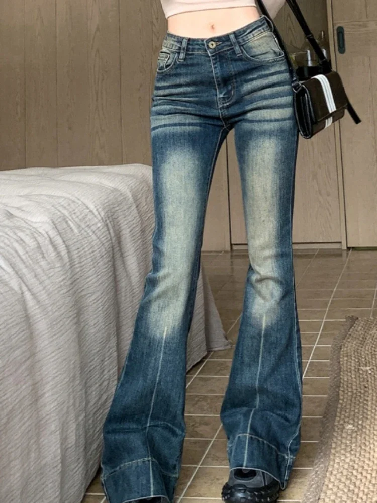 

Женские джинсы с широкими штанинами, повседневные Широкие штаны в Корейском стиле с высокой талией, элегантные свободные джинсы в стиле ретро, зима 2023