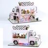 DIY Wooden Miniature Model Kit Flower Cart Casa Doll Houses 3D Puzzle Dollhouse With Furniture LED Lights for Friends Gifts 5