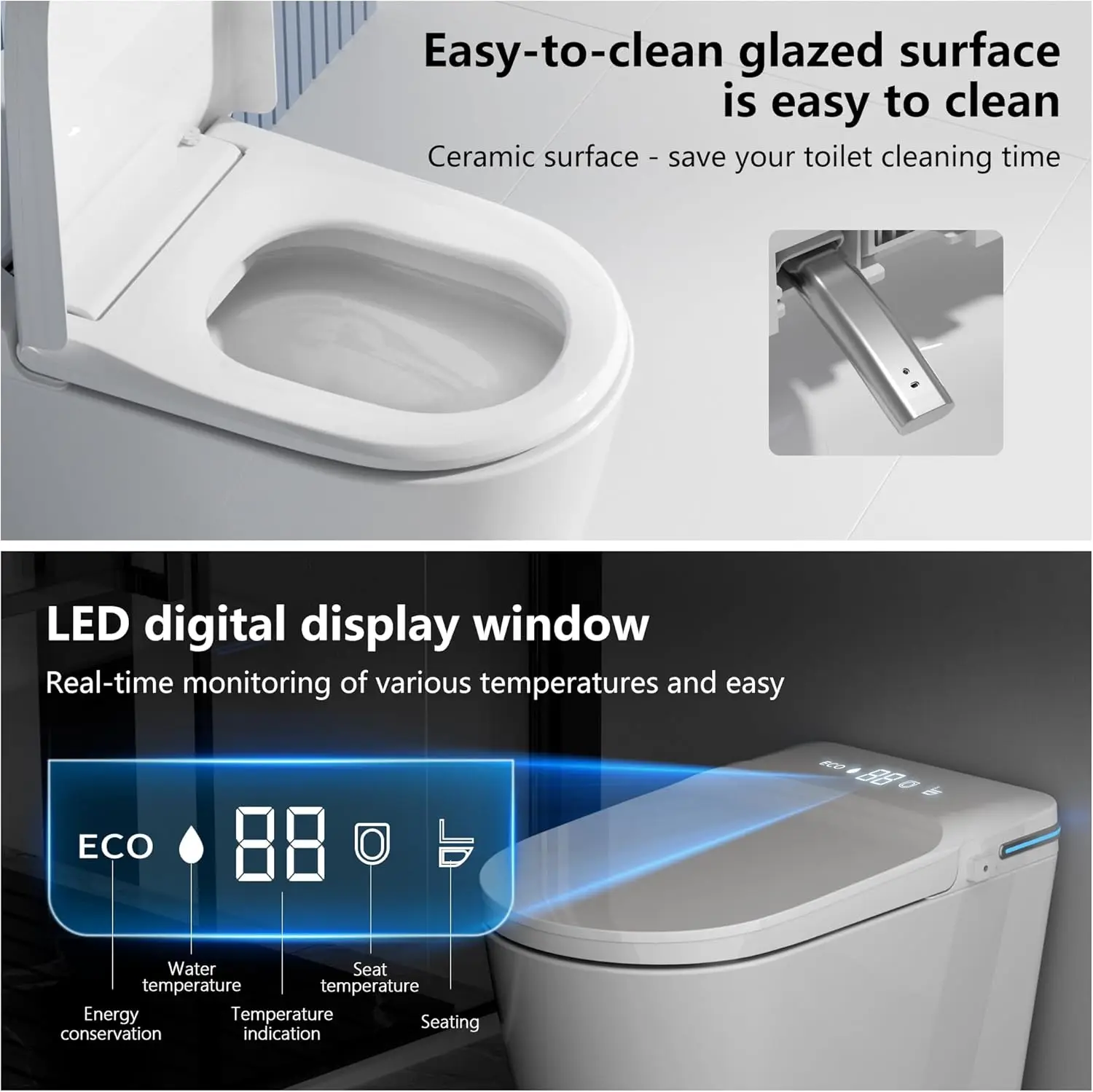 Tankless Smart Toilet with Warm Water Sprayer Dryer One Piece Bidet Toilet with Foot Sensor Operation Heated Bidet Seat 5