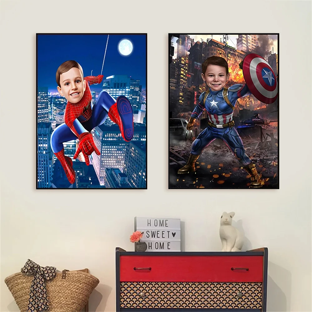

Customized Superhero Portrait Comics To Obtain Character Portraits From Your Photos Room Wall Decorations For Children's Gifts