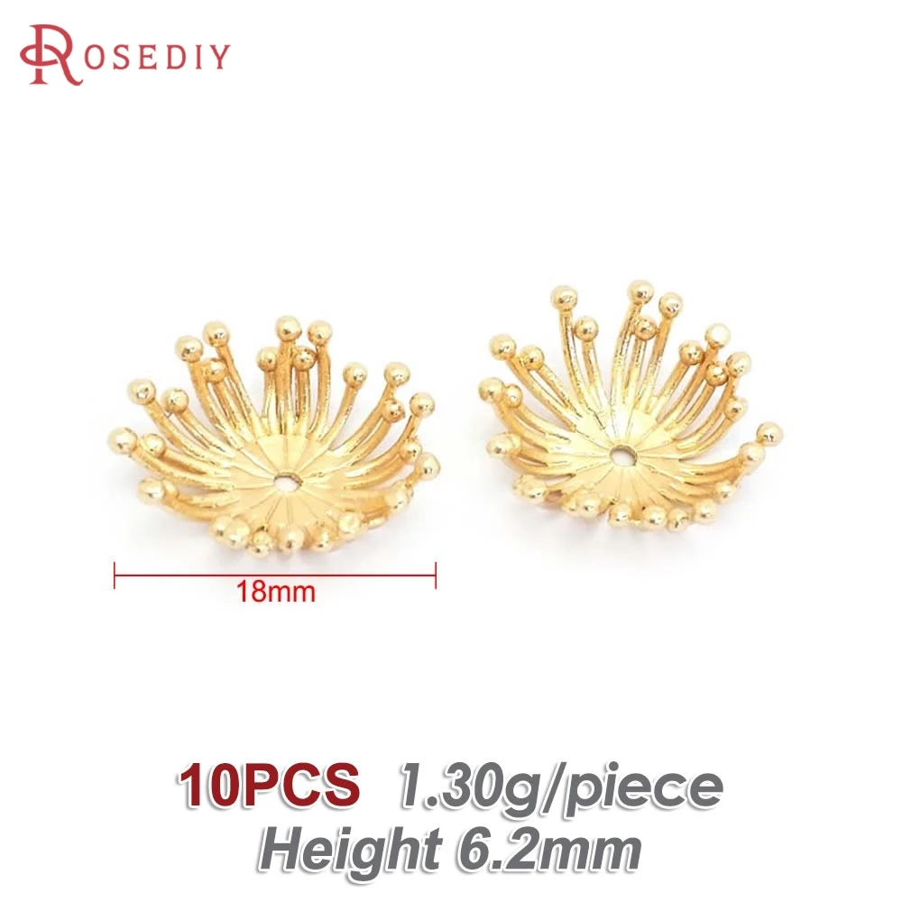 Elegant 18K Gold Brass Floral Bead Caps for DIY Jewelry & Earrings