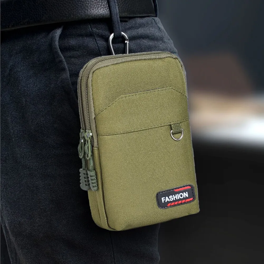 Tactical Waist Bag Double Layer Outdoor Military Men Phone Pouch Camping Hunting Green