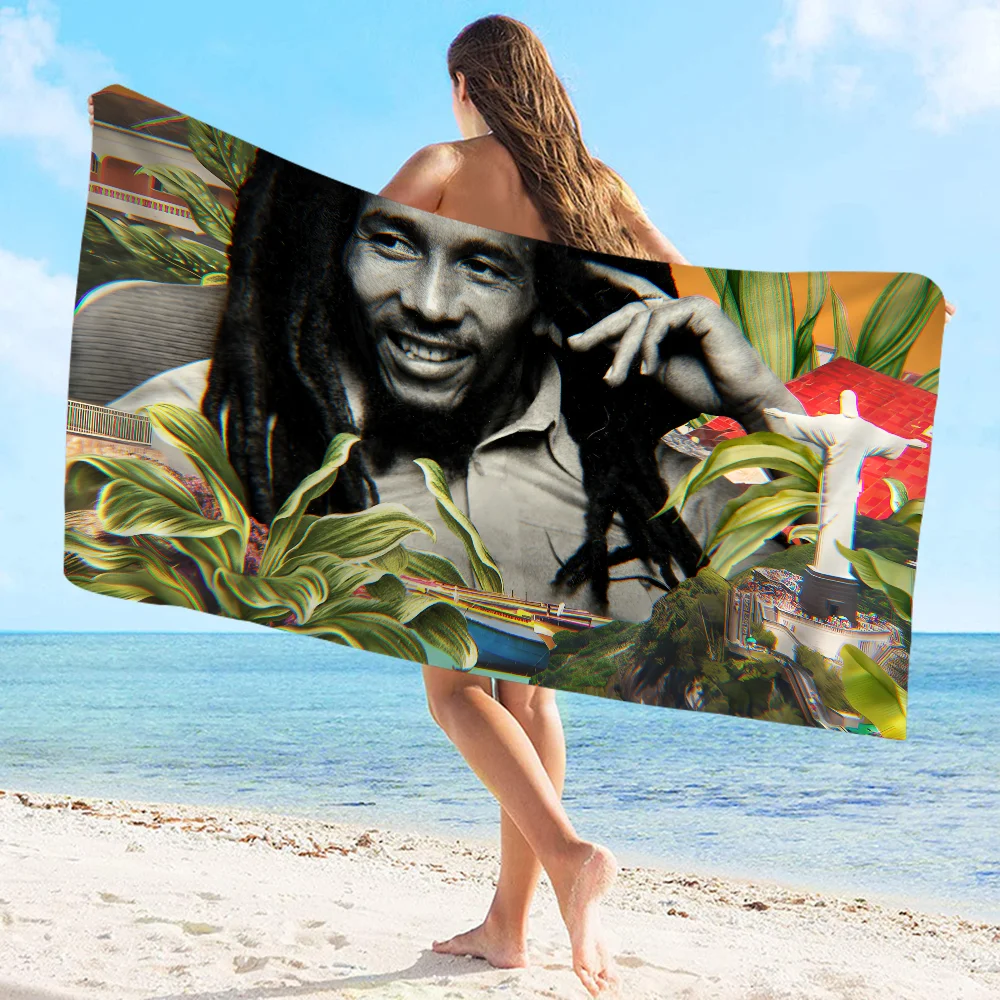 Bob Marley Reggae Music Jamaican Style Towel Microfiber Beach Towel Absorbent Quick dry Soft Yoga Swimming Resort Mountain