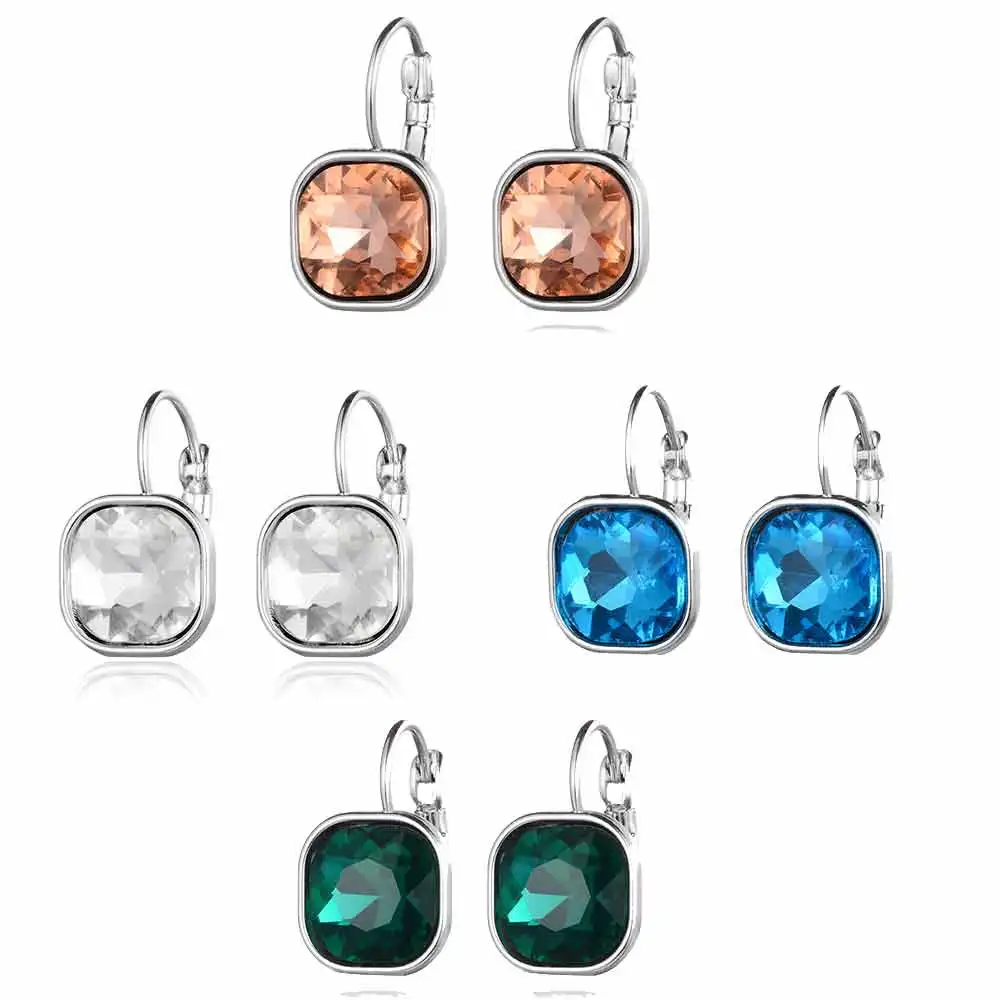 

Shineland 5 Colors Crystal Drop Earrings Fashion Trendy Square Resin Brincos For Women Wedding Jewelry Accessories Lady Gift