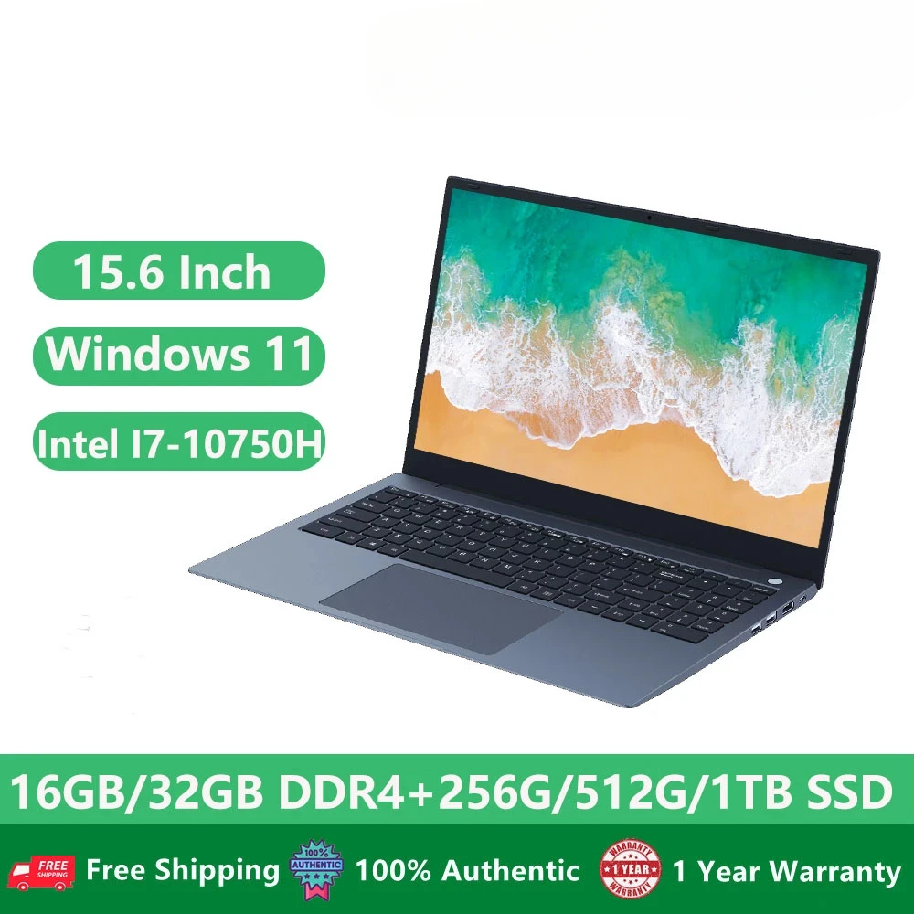 2024 게임용 노트북, 컴퓨터 PC 노트북, 10 세대 15.6 인치 인텔 코어 I7-10750H, 32GB RAM, 2TB SSD 카메라, 지문 인식, I7 Win11