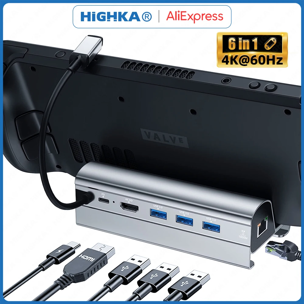 New ROG ALLY Docking Station HDMI 4K 60HZ/Gigabit Network Port ROG Ally Dock  Cooling Rj45 1000Mbps USB 3.0 PD 60W Fast Charge - AliExpress