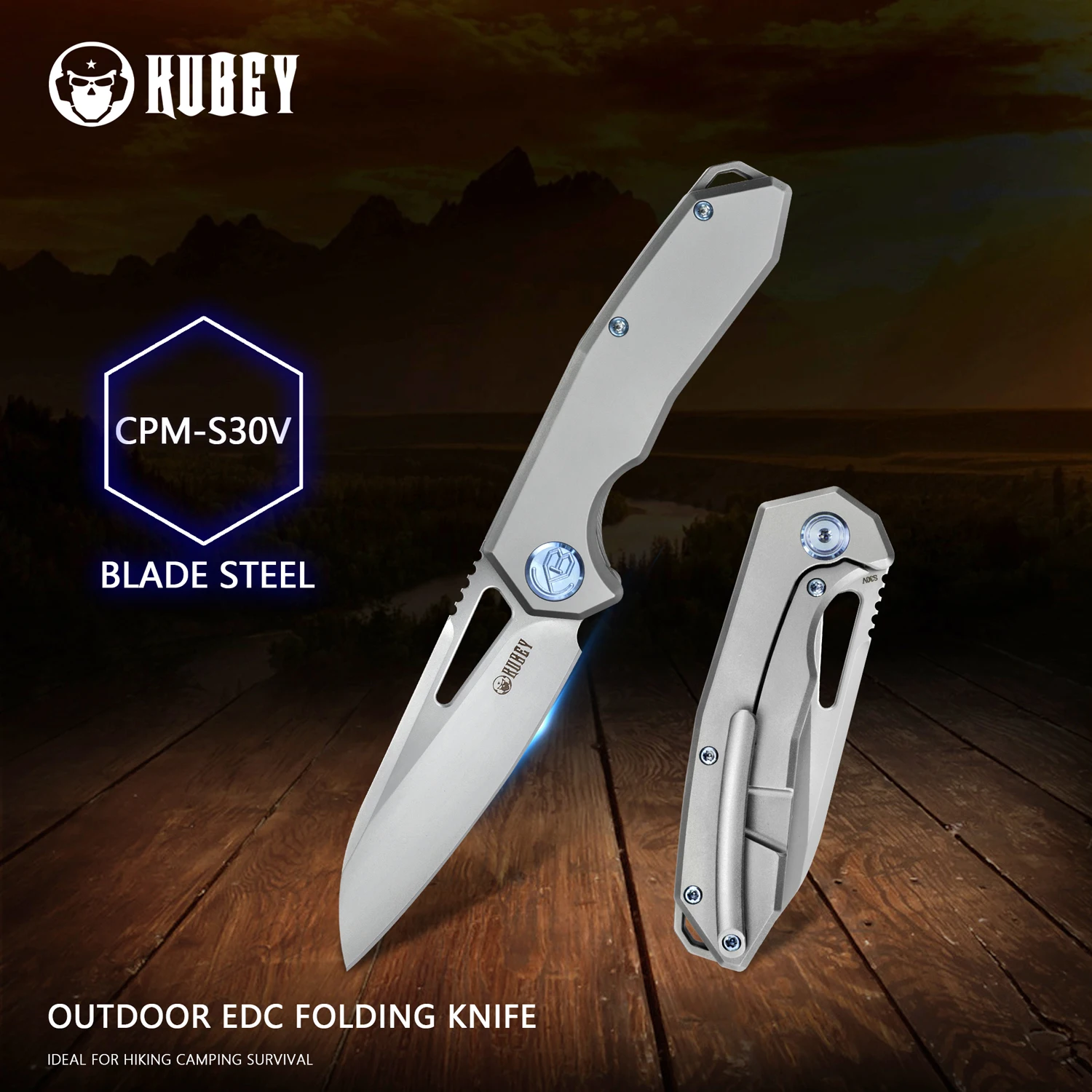 Kubey Vagrant Kb284 Fodling Knife S30v Steel Edc Thumb Hole Pocket