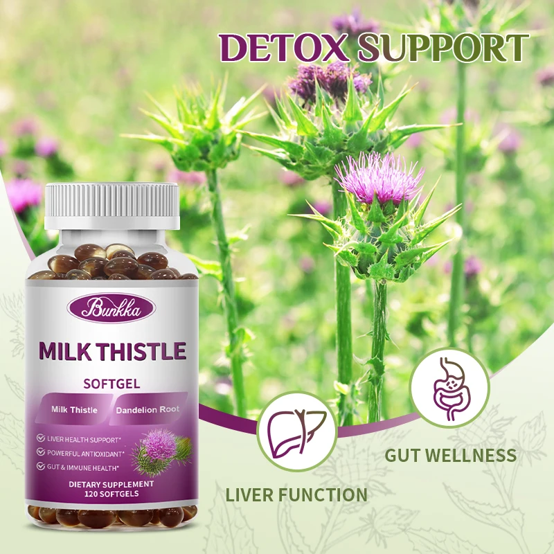 BUNKKA Milk Thistle Capsules 1000mg Dandelion Root Extract Liver Health Support Gut&Immune Health Skin Beauty Liver Function