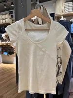 T-Shirt Vintage en Coton pour Femme, Streetwear à Col en V, Doux et Mignon, Style Y2K, Haut Simple, Été 2025 6