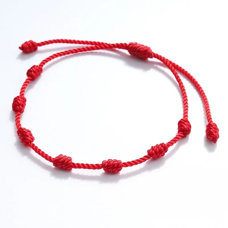 6pcs/set Handmade 7 Knots Red String Bracelet for Lover Protection Lucky Amulet and Friendship Braid Rope Wristband Jewelry Gift 5
