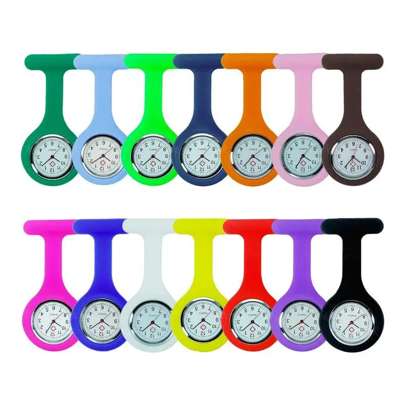 

Mini Cute Pocket Watches Silicon Brooch Tunic Fob Watch Nurse Pocket Watch Unisex Watches Clock Household Hospital Kitchen Tool