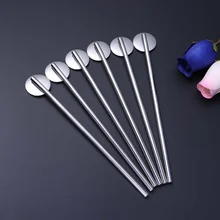 6 Pcs Pack Stainless Steel Round Shape Metal Drinking Spoon Straw Reusable Straws Cocktail Spoons Set tanie tanio CN (pochodzenie)