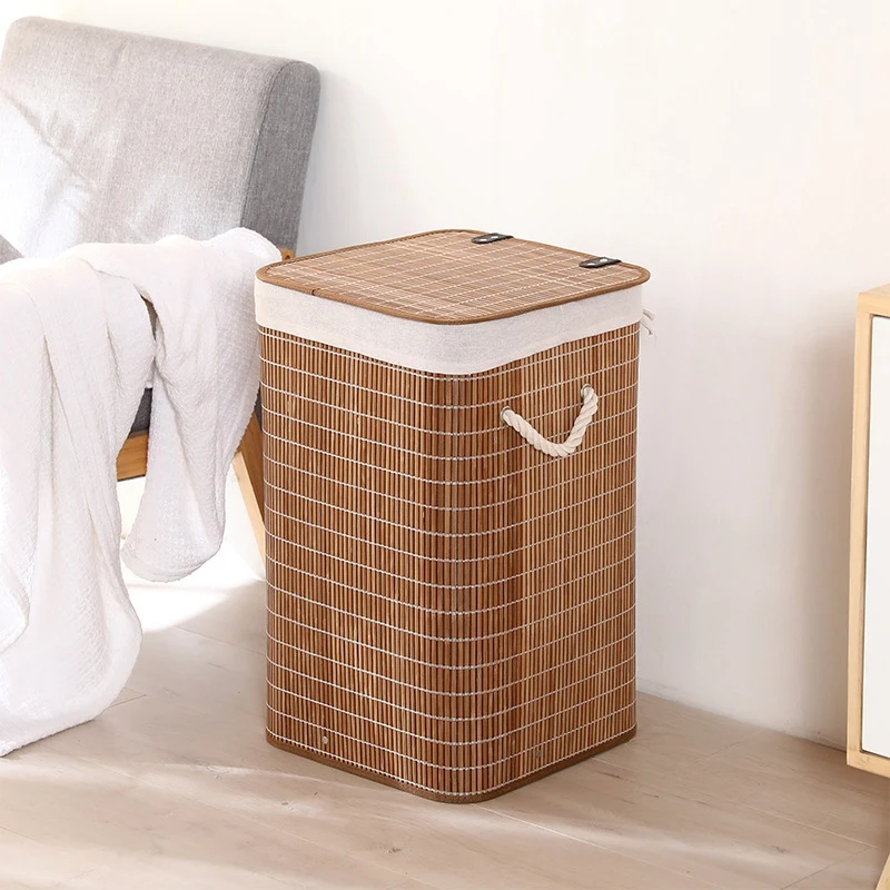 

Clothes Storage Basket Laundry Dirty Clothes Storage Bucket Bamboo Basket Container Foldable Organizer Storage Basket