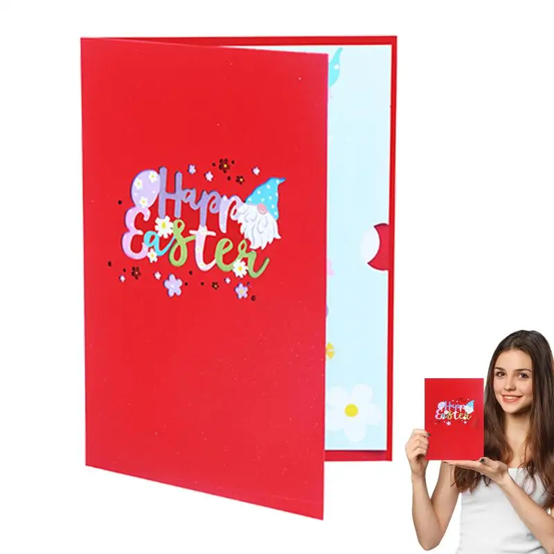 3D Easter Card Pop Up 3D Easter Cards Bunny Greeting Card Color-Printed Holiday Cards Happy Note Envelopes
