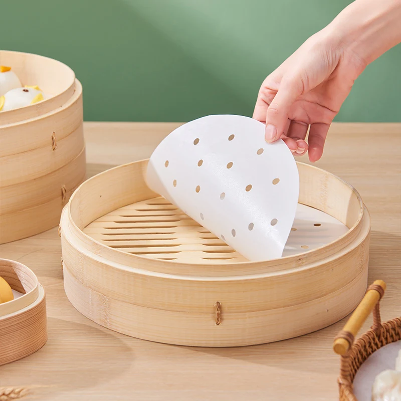 100PCS Air Fryer Steamer Liners Disposable Paper Non-Stick Steaming Basket Baking Utensils Kitchen papel Oil-absorbing Paper