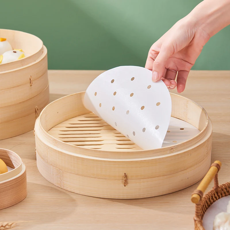 100Pcs Air Fryer Pad Parchment Paper Non-Stick Steaming Basket Mat Baking  Utensils Premium Perforated Pulp Papers For Kitchen