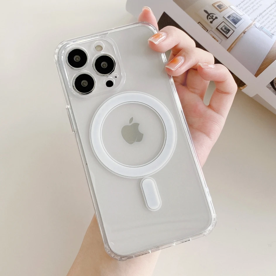 HD Kristallklare Harte Acryl-Magsafe-Magnetische Hülle für iPhone 16 15 13 12 11 14 17 Pro Max MINI 17E Kabellose Ladehülle – Detail 3