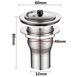 For Bathroom Pool Sink Drain Plug Drain Filter Kitchen Accessories 60mm Drain Button Easy To Install Sink Plug