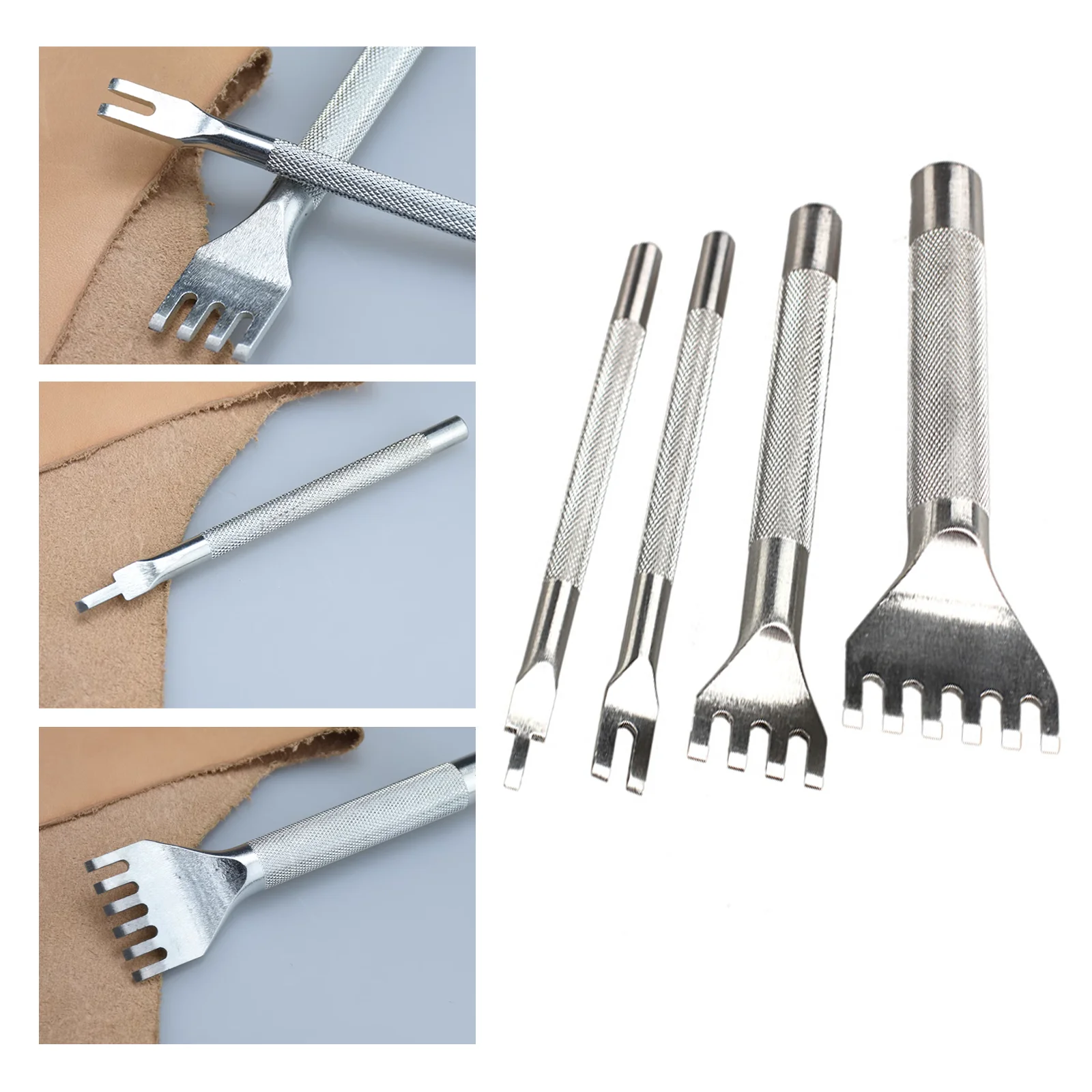 3/4/5mm Leather Hole Punch 1+2+4+6 Prong DIY Stitch Leather Craft Tool Set