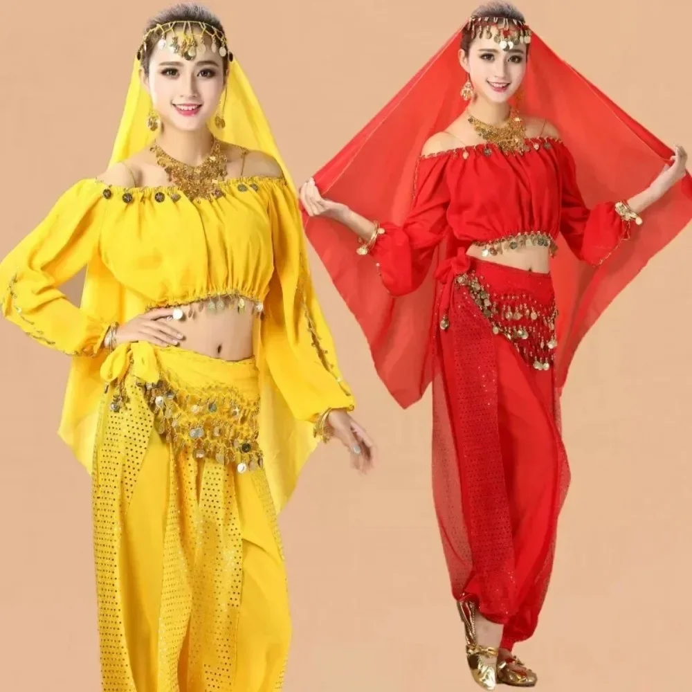 Dance Practice Clothing Belly Dance Suit New Long-sleeved Suit Belly Dance Clothing Indian Dance Performance Clothing
