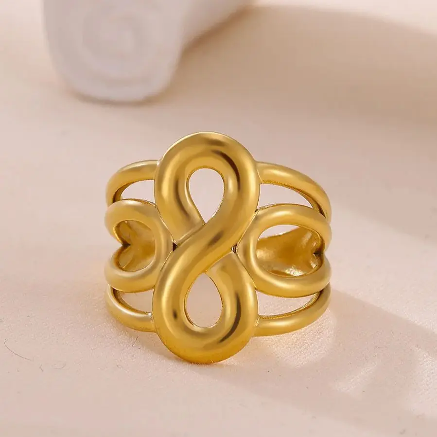 Elegant Infinity Gold Stainless Steel Ring