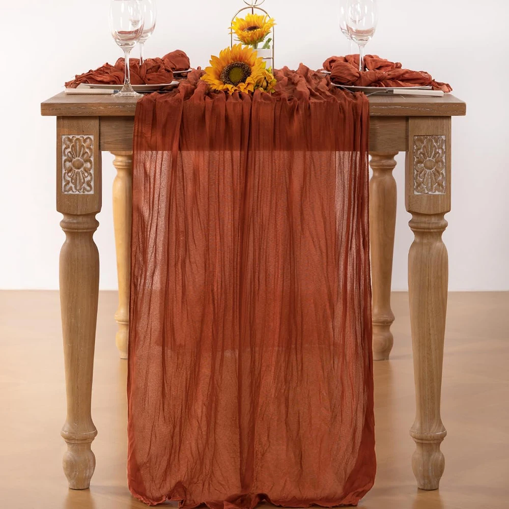 Lavender Boho Rustic Cheesecloth Table Runner for Events and Decorations