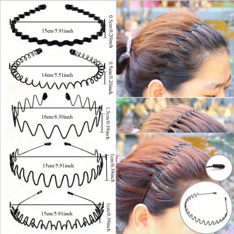 5pcs Stylish Wavy Headband Set - Soft, Fashion Hair Styling Tools, Photography Props, Perfect Gift for Women or Men