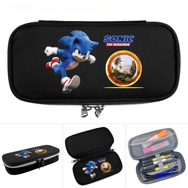 

Sonic Anime Peripheral Digital Printing Flip Zipper Pencil Case Large Capacity Animation Student Fashion Storage Pencil Case
