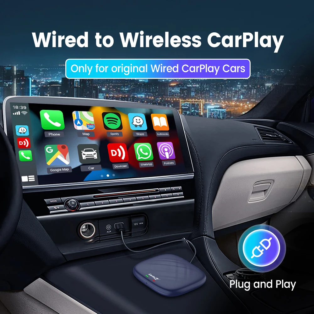 QCM6125 CarlinKit Smart TV Box CarPlay Ai Box Android 13 8G 128G Przewodowy do bezprzewodowego CarPlay Android Auto 4G LTE GPS 2,4G i 5Ghz WiFi dla samochodów YouTube Netflix