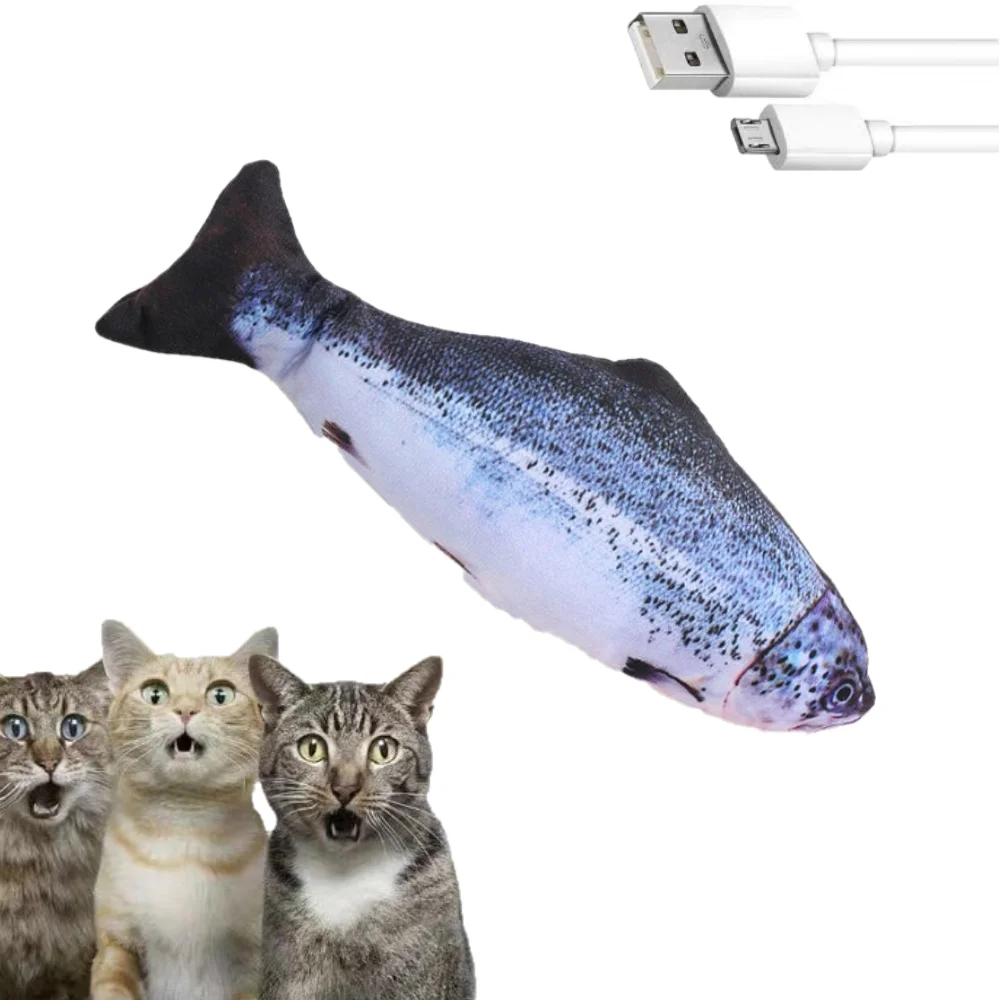 

Cat Dog Toy Fish USB Charger Electric Floppy Interactive Fish Training Molar Toy Realistic Fish Pet Chew Bite Accessorie
