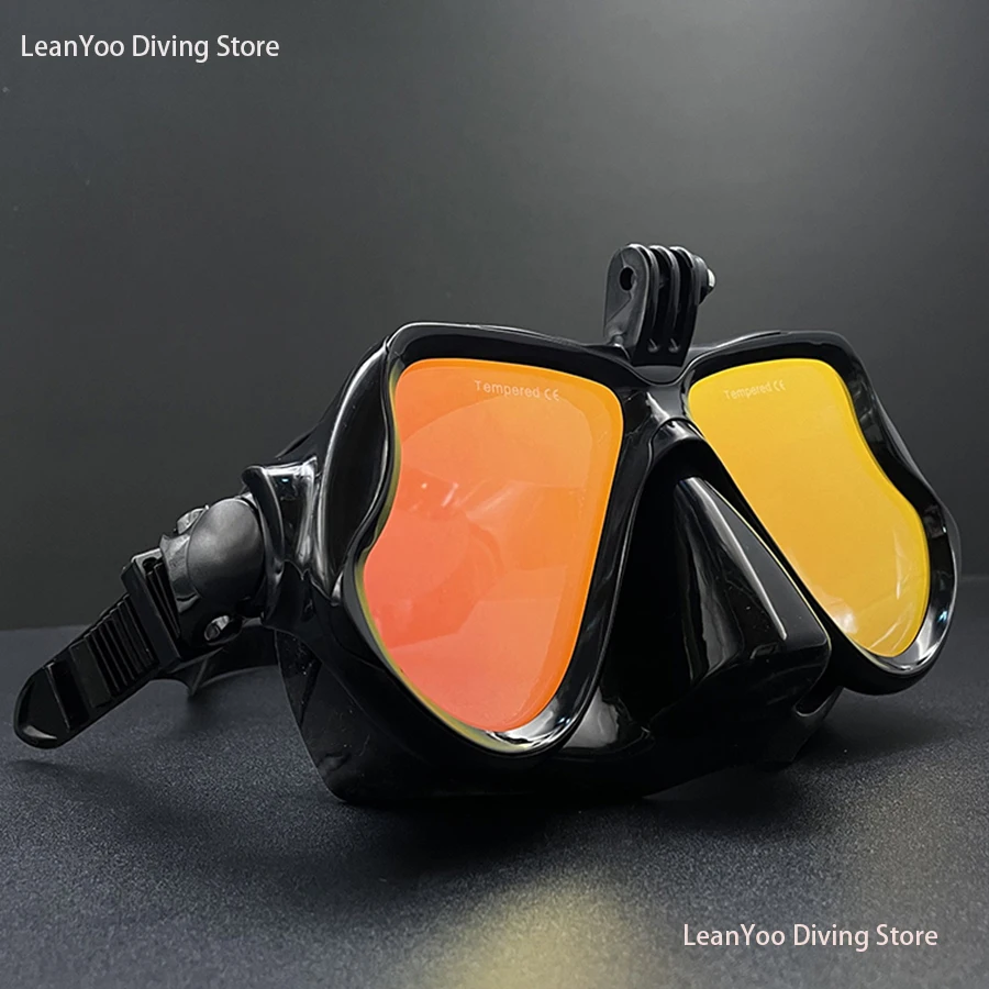 Comfortable Silicone Mirrored Swimming Mask with Camera Mount for GoPro Adult Scuba Diving Goggles Pack In Clear Box snorkeling diving mask diving mask diving goggles