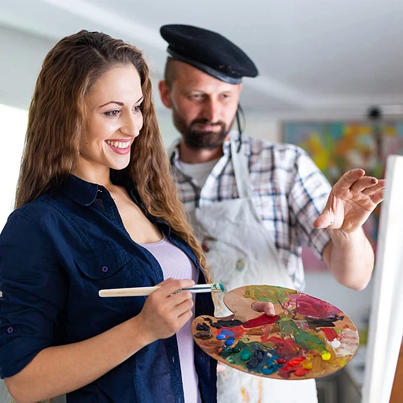 Wooden Stencil Brushes,12Pcs 3 Sizes Natural Stencil Brushes Bristle Art Painting Brushes For DIY Crafts Supplies