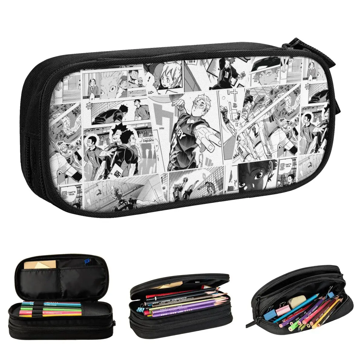 

Cute Haikyuu Manga Pencil Cases Japanese Anime Volleyball Pencilcases Pen for Student Large Storage Bag Office Gift Stationery