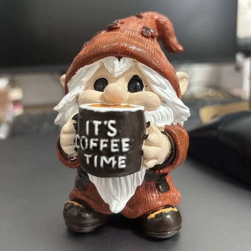 Micro Landscape Resin Coffee Gnome Figurine Cute Unique Miniature Sculpture Decorative Dwarf Statue Background Layout