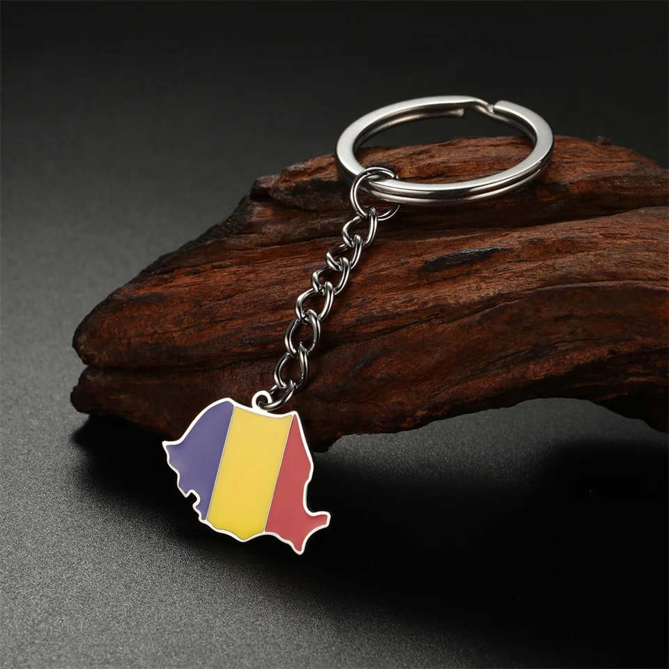 Porte-clés de voiture Roumanie Sighisoara - Accessoires de décoration - Double face - Cristal rotatif - Cadeau souvenir