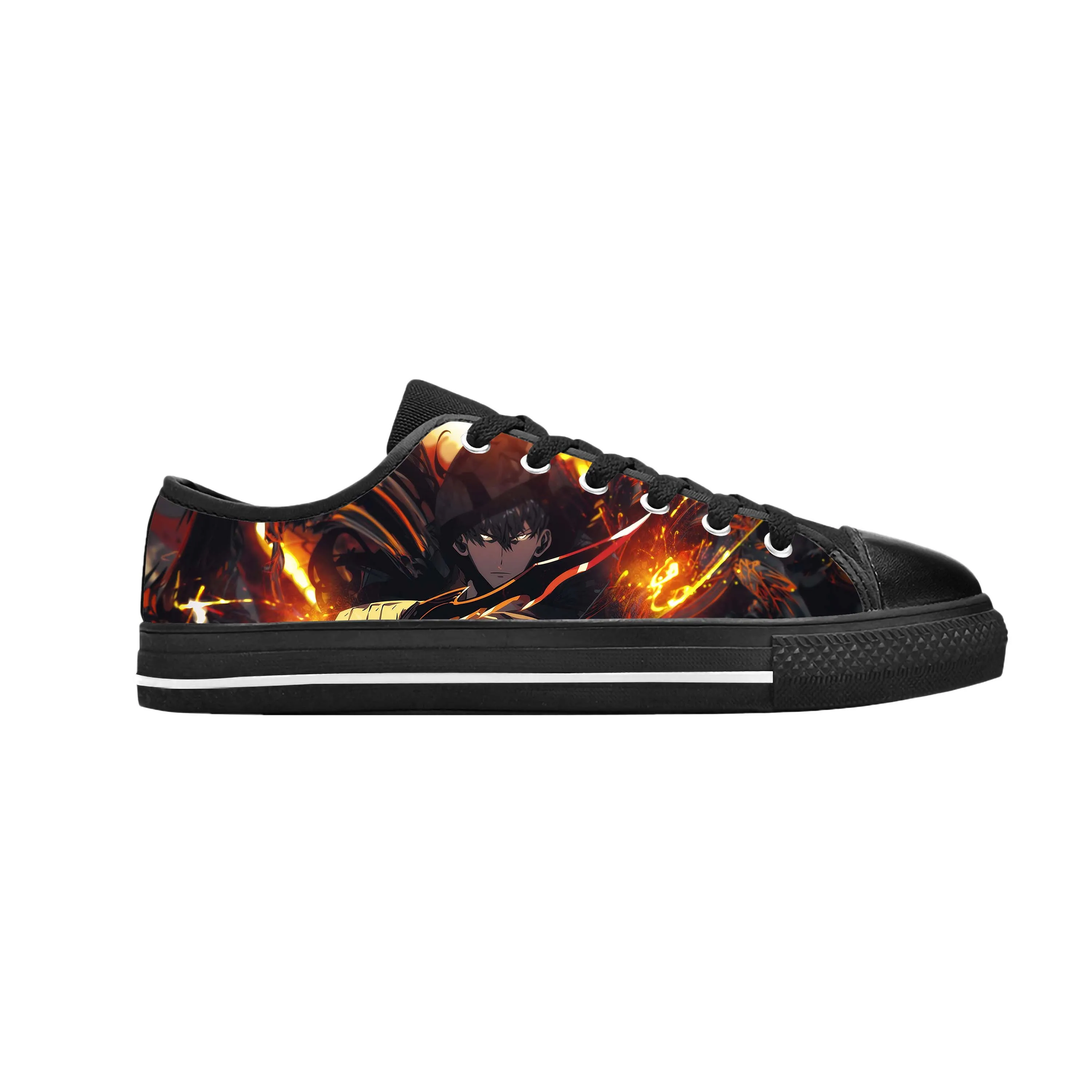 

Anime Cartoon Manga Solo Leveling Sung Jinwoo Cool Casual Cloth Shoes Low Top Comfortable Breathable 3D Print Men Women Sneakers