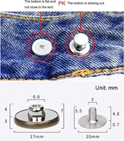 5Pcs Jeans Buttons Replacement 17mm No Sewing Metal Button Repair Kit Nailless Removable Jean Buttons Sewing Accessories 2