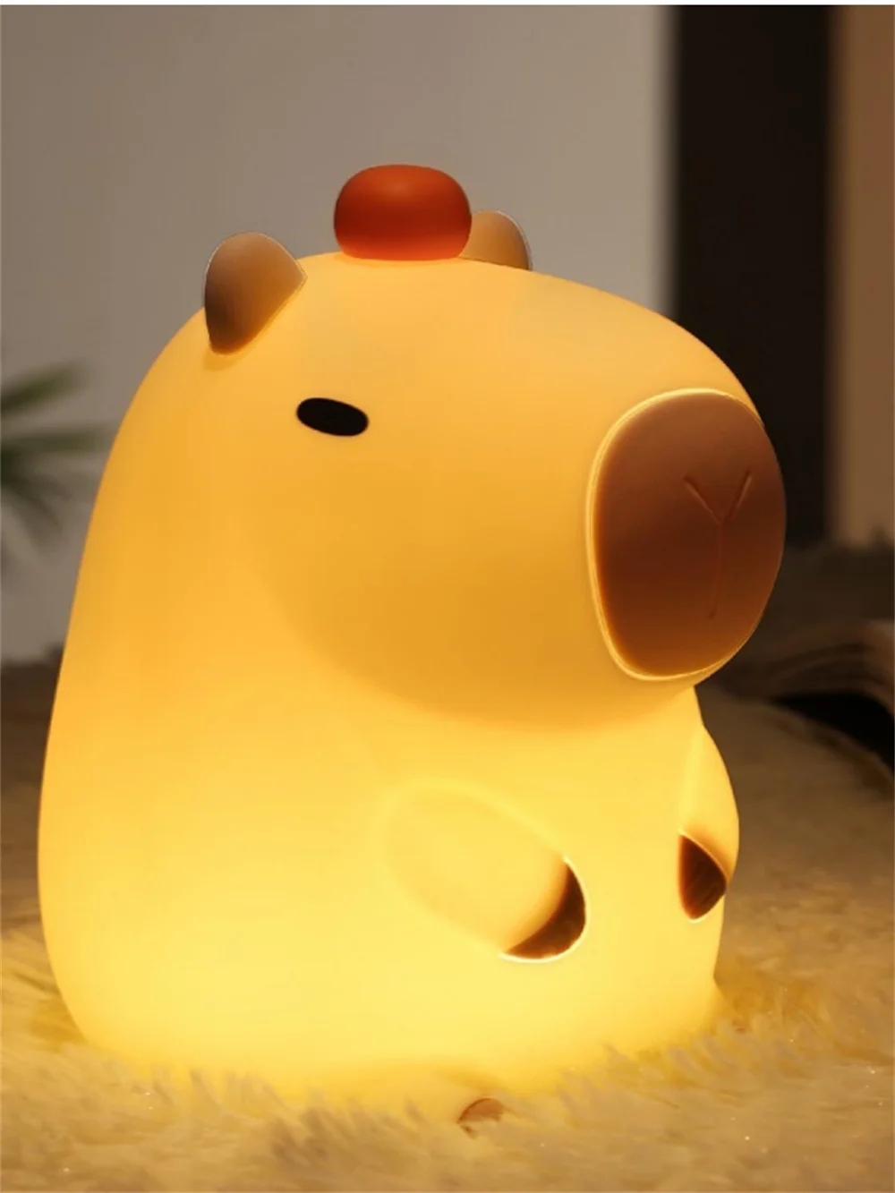 Capybara-luz nocturna de silicona con dibujos animados, lámpara de noche con temporizador recargable por USB, atenuación del sueño, decoración de la habitación de los niños
