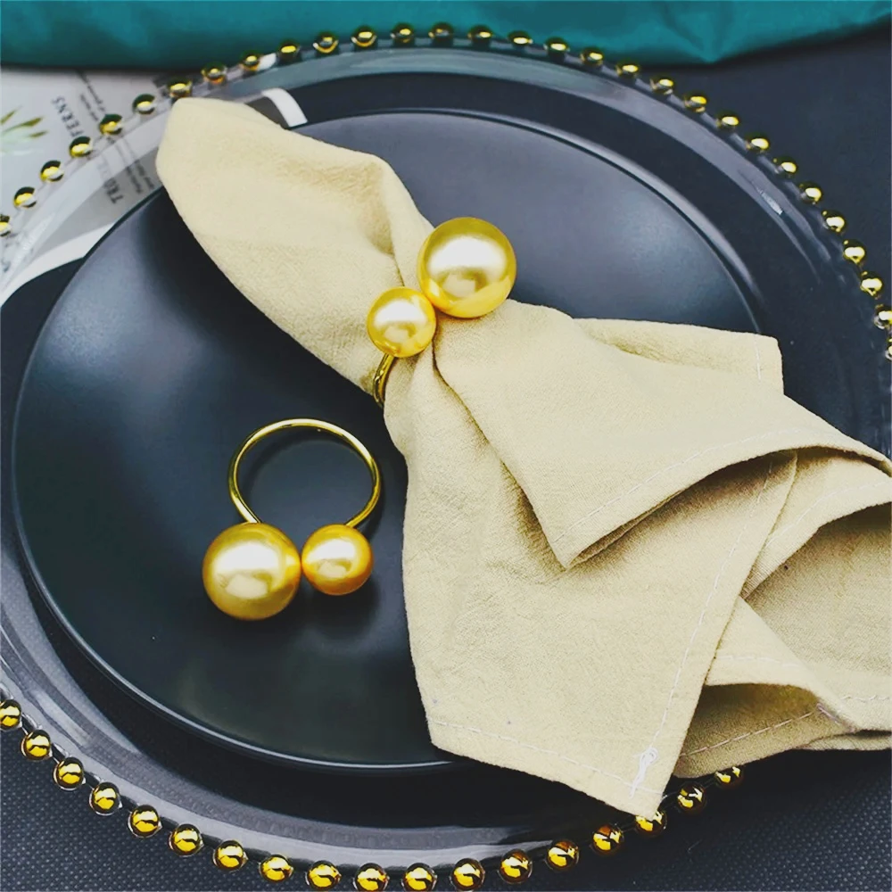 New champagne gold napkin ring simple creative decorative mouth cloth napkin ring buckle 12/PCS christmas napkin rings
