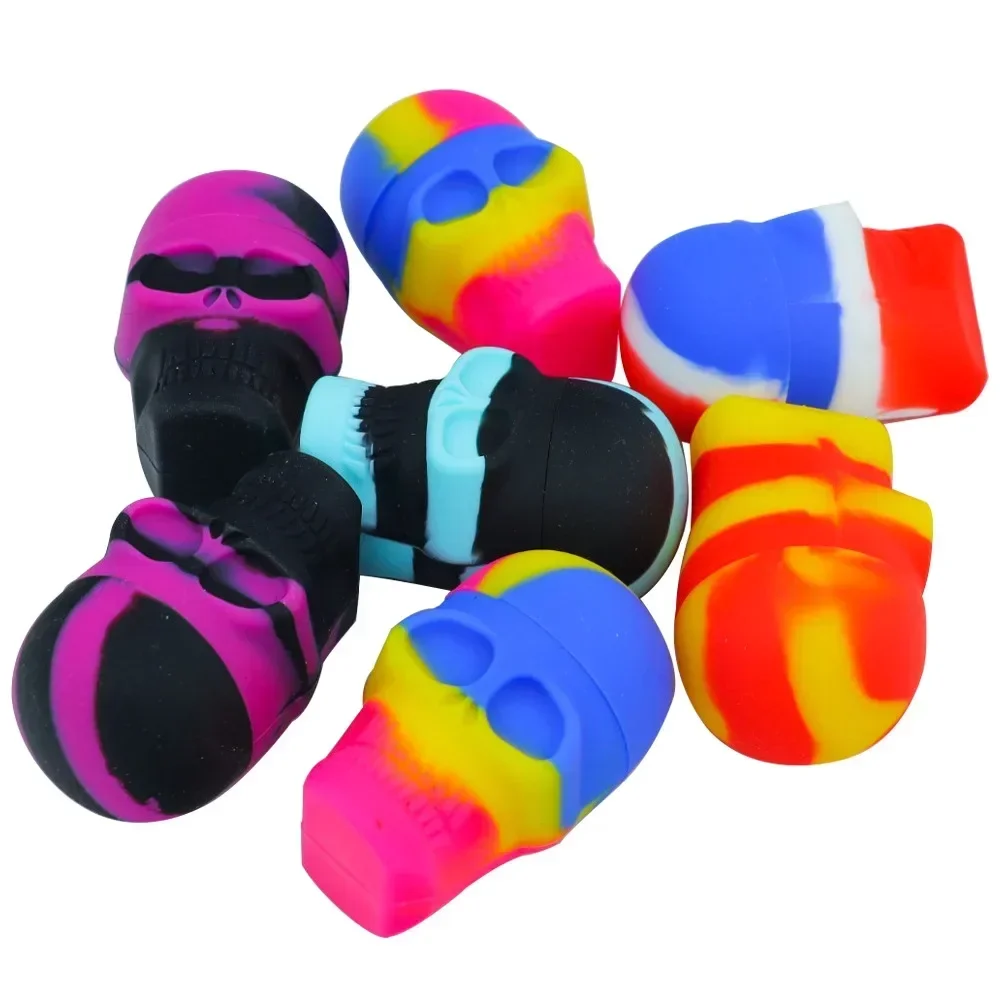 2Pcs Silicone Container Skull Shape 15ml Storage Oil Jar Box Nonstick Wax Portable